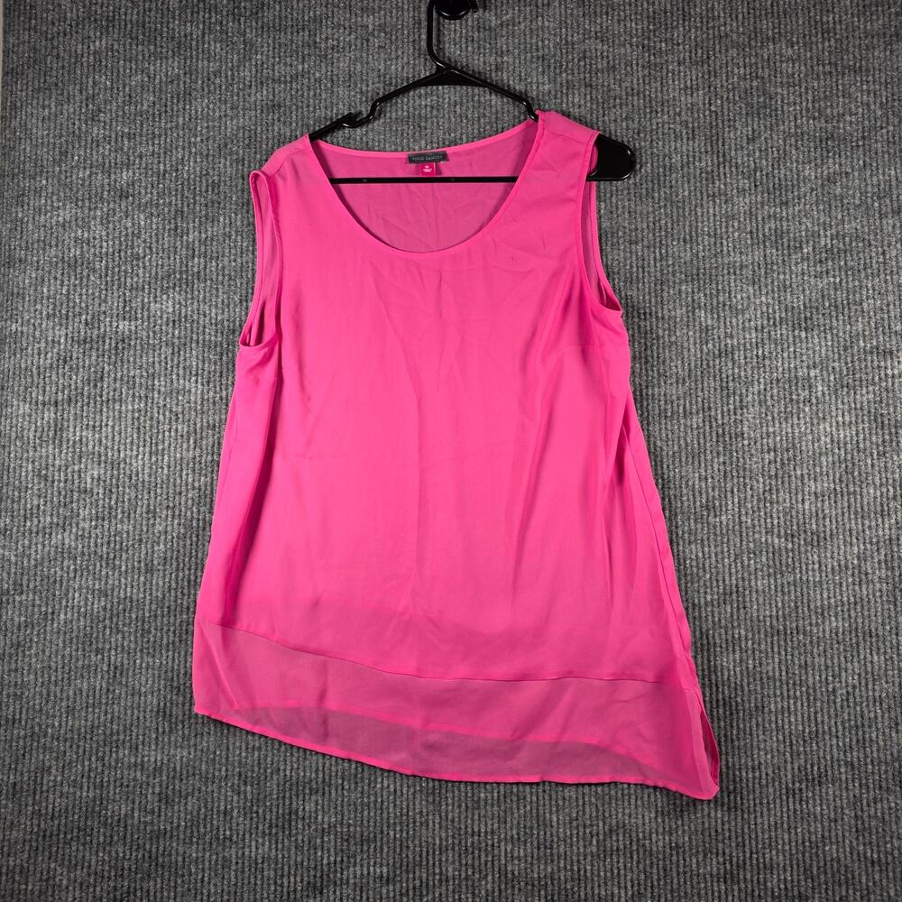 Vince Camuto Womens M Pink Sleeveless Blouse Layered Hem Flowy Top